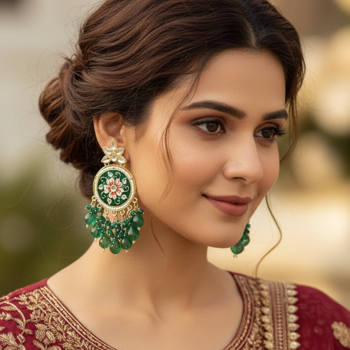 Green Radha Earrings