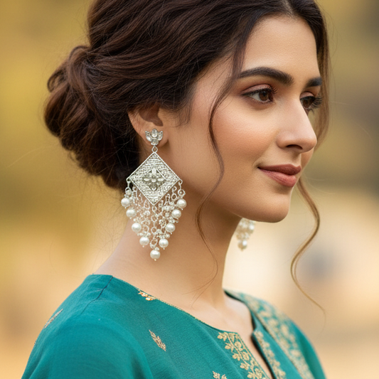 White Meera Earrings