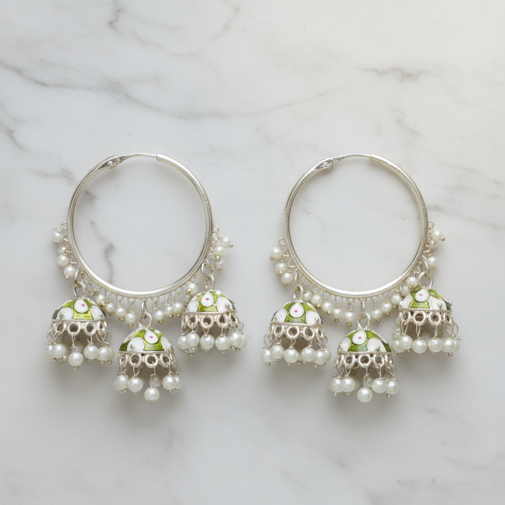Green Hiral Jhumki Bali