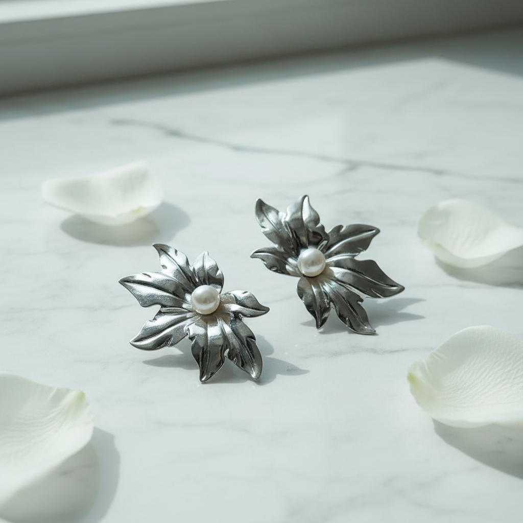 Silver Small Leaf Earrings