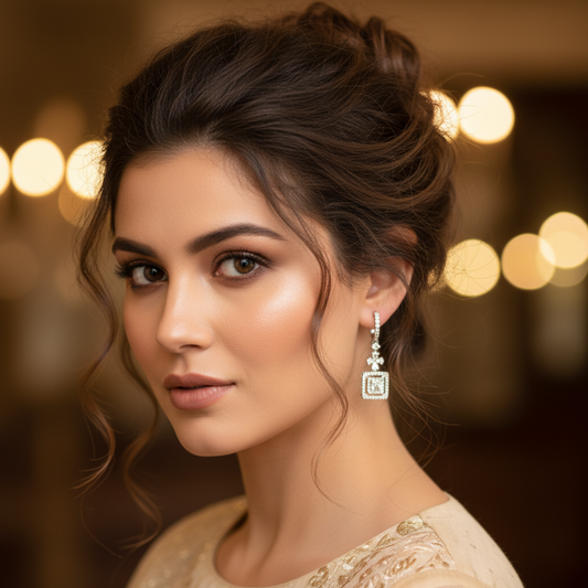 Silver Luna AD Earrings