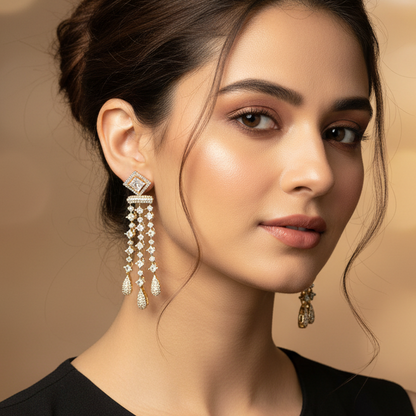 Mehendi Long Teardrop AD Earrings