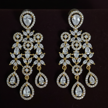 White Triple Teardrop AD Earrings