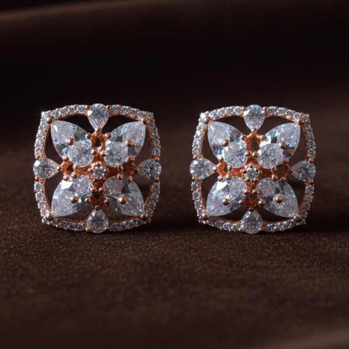 Rose Gold Leaf AD Stud