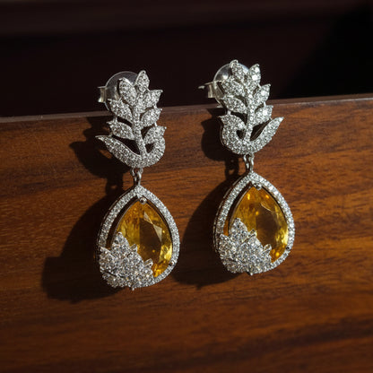 Yellow Leaf Teardrop AD Earrings