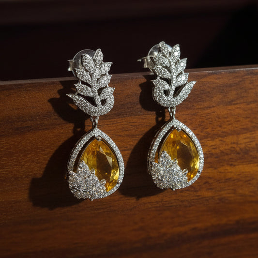 Yellow Leaf Teardrop AD Earrings
