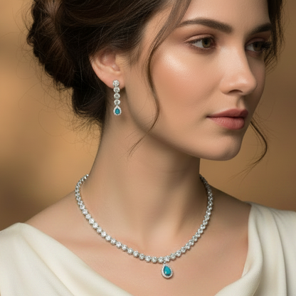 Blue Lotus Necklace Set