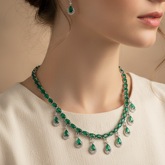 Green Lily Necklace Set