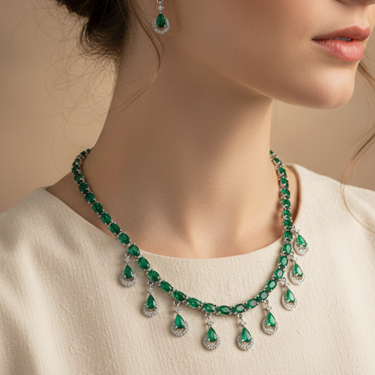 Green Lily Necklace Set