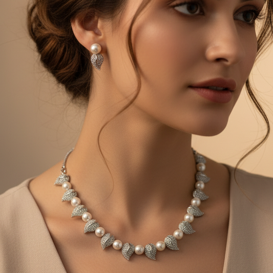 White Pearla Necklace Set