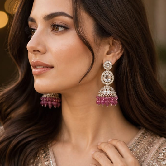 Pink Meet Jhumkis
