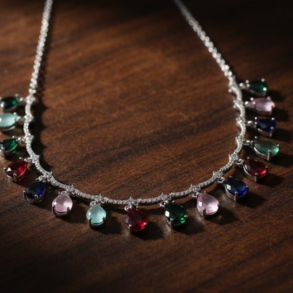 Multicolor single Line AD Necklace set