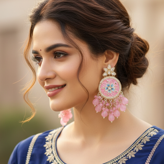 Pink Radha Earrings