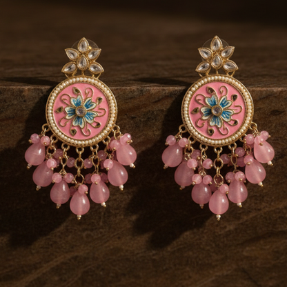 Pink Radha Earrings